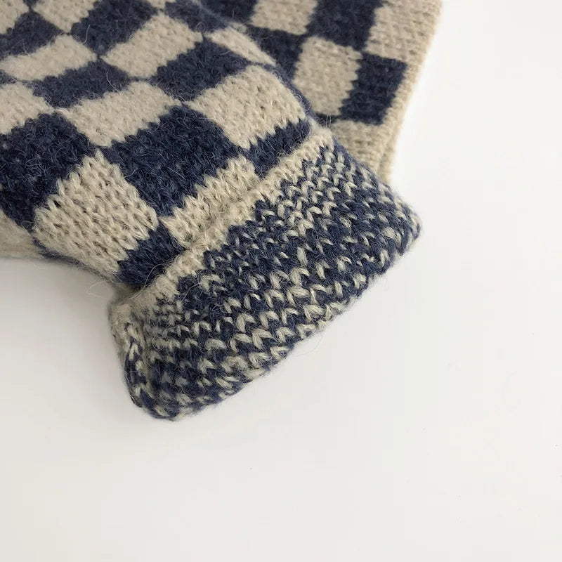 Ensemble cardigans à carreaux en tricot