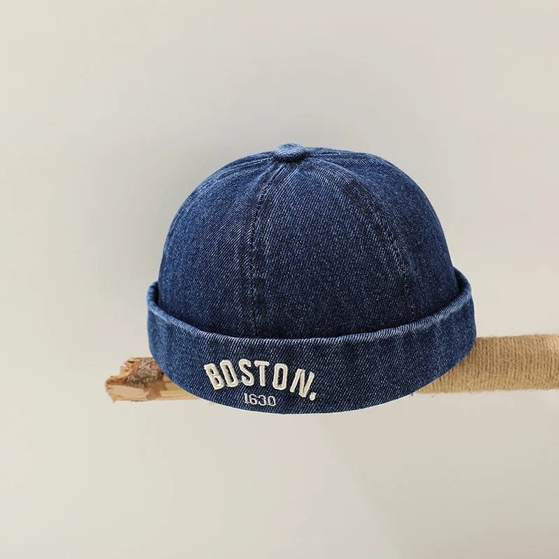 Chapeau sans bord en denim vintage