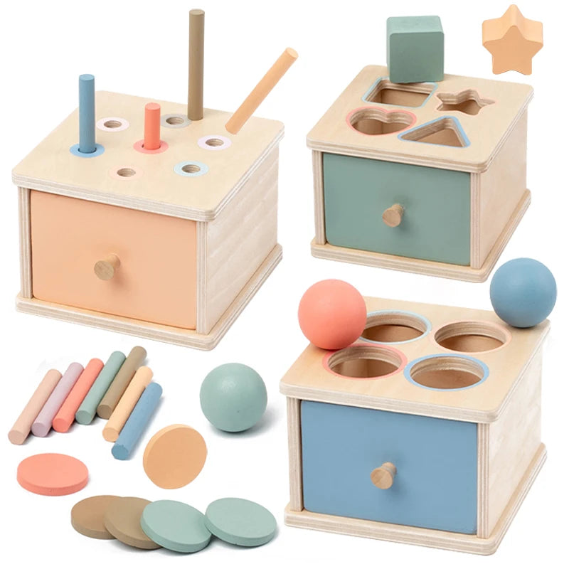 Jouets de tri de formes de couleurs en bois